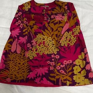 Pink Chicken Girls Floral Tunic Dress in Fuchsia, Pink, Olive
